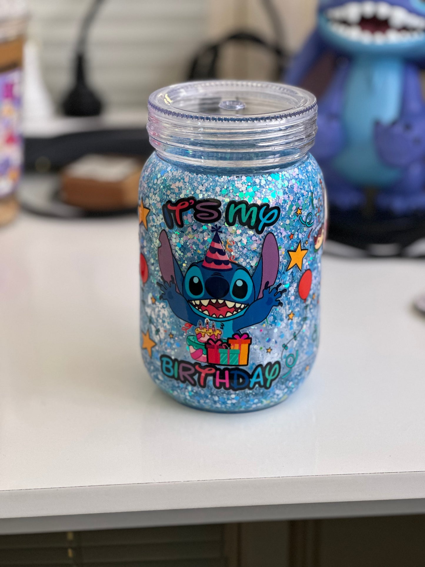 Mason jar snowglobe tumblers