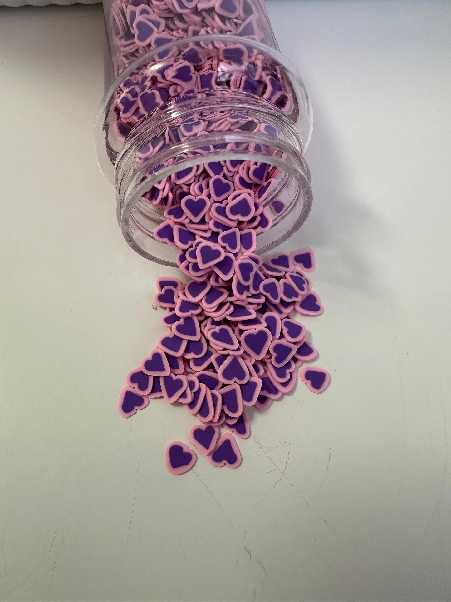 Purple & Pink heart clay pieces