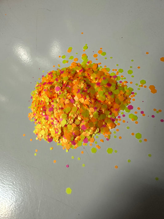 Neon Yellow, Orange, Pink